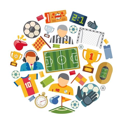 Premium Vector Soccer Or European Football Vector Flat Icons Set