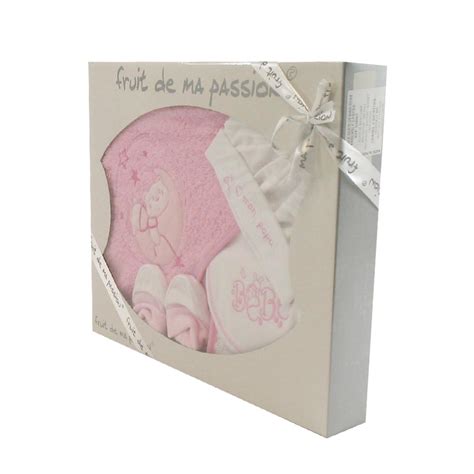 Coffret Sortie De Bain Rose Motif Ourson Lune Papa Le Bain Coffret