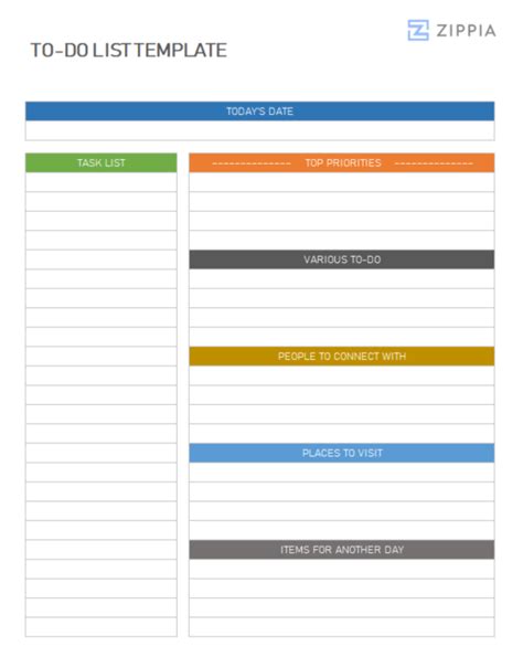 To-do List Template [Word] - Zippia