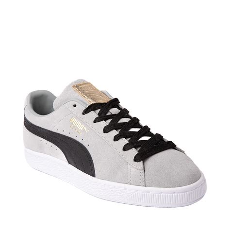 Mens Puma Suede Classic Pastime Athletic Shoe Light Gray Black