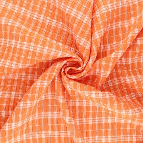 Tissu Coton Smock Carreaux Orange Ma Petite Mercerie