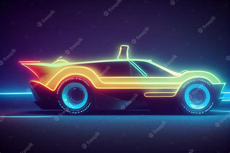 Premium Photo | Futuristic retro wave synth wave car retro sport car ...