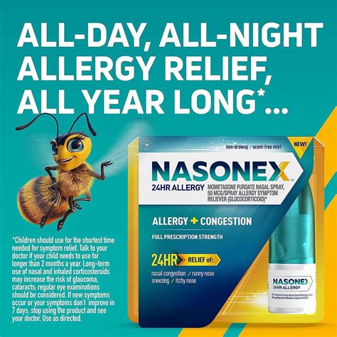 Nasonex 24hr Allergy Nasal Spray 120 Sprays Non Drowsy 24 Hour Allergy Relief