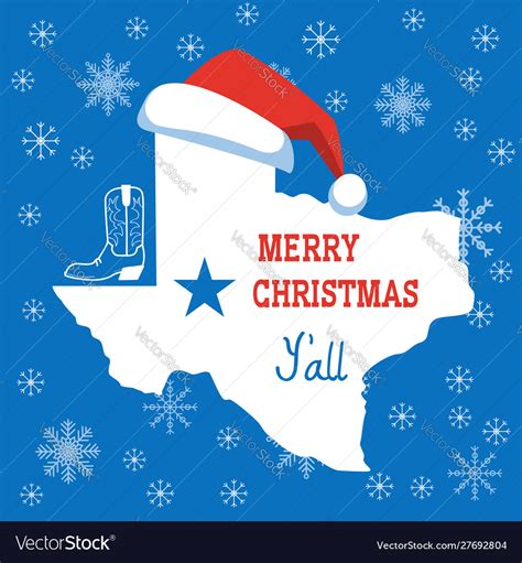 Merry Christmas Texas Card American Royalty Free Vector