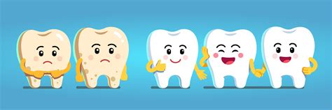 Smiling And Upset Animated Cartoon Teeth Characters Healthy Smiling