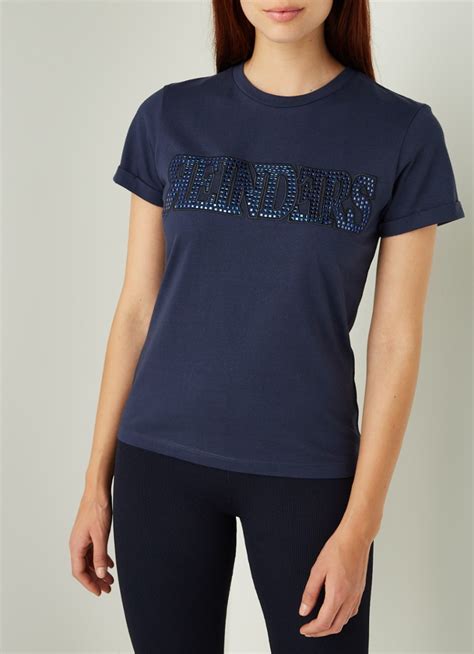 Reinders T Shirt Met Logoborduring En Strass Decoratie • Donkerblauw