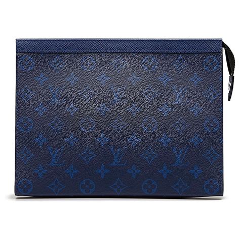 Louis Vuitton Blaues Monogramm Taigarama Pochette Voyage Mm Leder