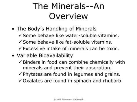 2008 Thomson Wadsworth Chapter 12 Water And Major Minerals Ppt