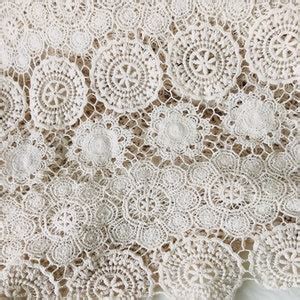 Vintage Beige Cotton Lace Fabric Crochet Style Circle Fabric Cotton