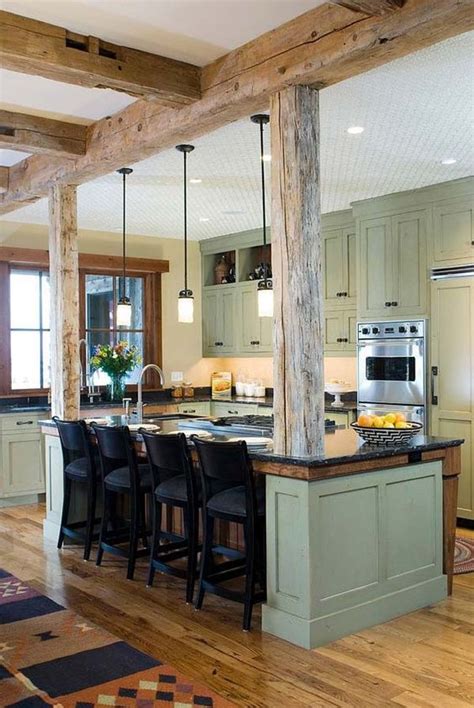 Picture Of inviting kitchen designs with exposed wooden beams 17