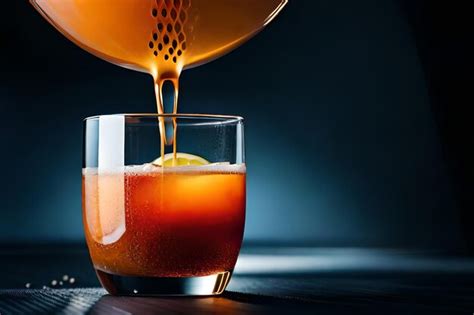 Premium Ai Image A Glass Of Whiskey Being Poured Into A Glass With A