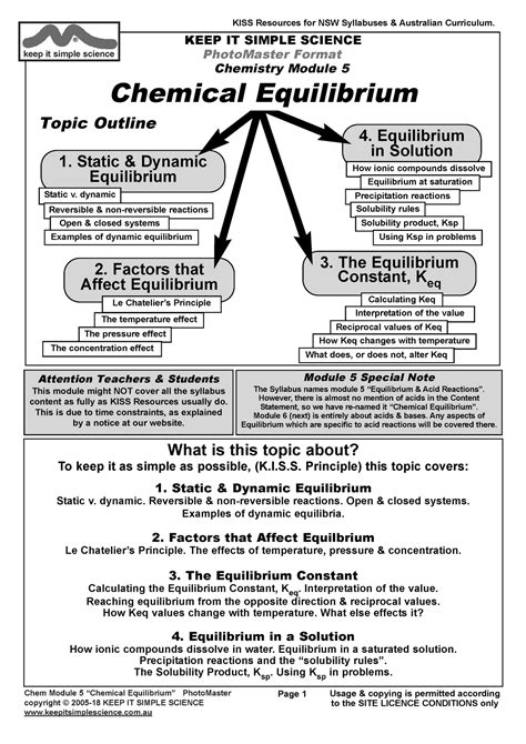 Copy Of 1 Module 5 Kiss Notes Hsc Chemistry Chem Module 5