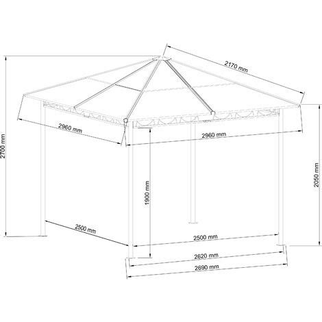 Gazebo Rigido X M Con Tetto Impermeabile In Policarbonato