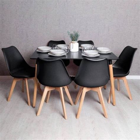 Conjunto Mesa De Jantar Tower Retangular X Cm Preta E Conjunto