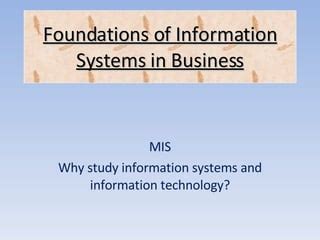 Foundations Of Information Systems In Business Ppt