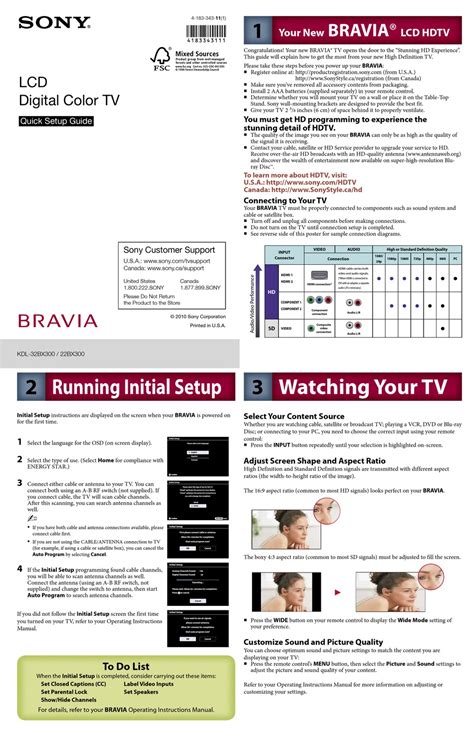 Sony Bravia Kdl 22bx300 Quick Setup Manual Pdf Download Manualslib