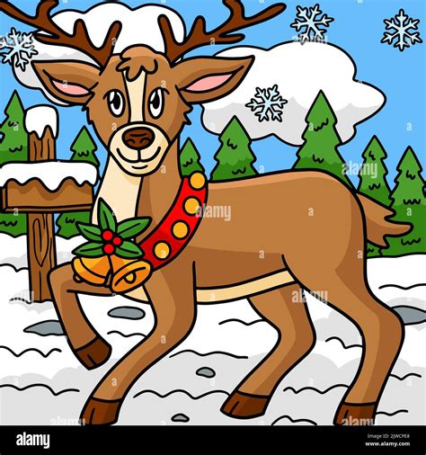 Christmas Reindeer Colored Cartoon Illustration Stock Vector Image