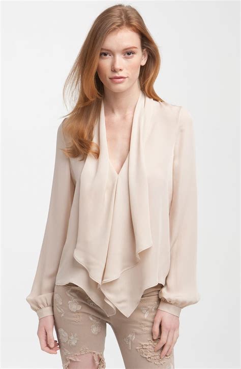 Haute Hippie Cascade Neck Silk Blouse Nordstrom