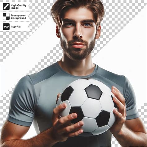 Premium Psd A Man With A Beard Holds A Soccer Ball In His Hands