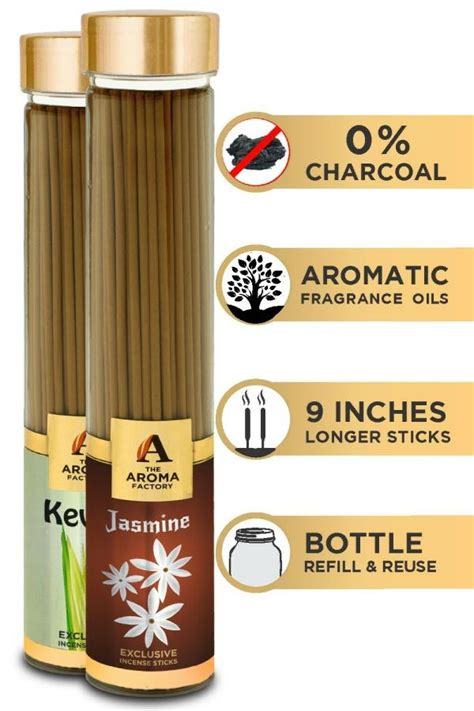 The Aroma Factory Incense Sticks Jasmine Kewda Agarbatti Low Smoke