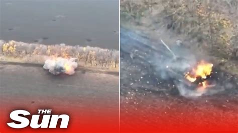 Russian T 72 Tank Blown Up By Ukrainian Anti Tank Mine Youtube