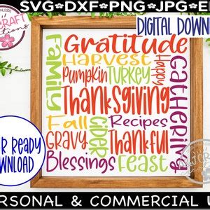 Thanksgiving Word Art SVG, Thanksgiving Typography Svg, Thanksgiving Words Svg, Thankful Svg ...