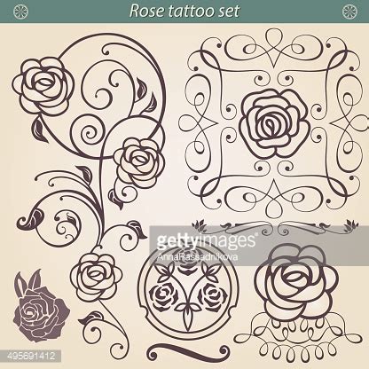 Rose Tattoo Floral Silhouette Set, Element For Design Stock Vector | Royalty-Free | FreeImages