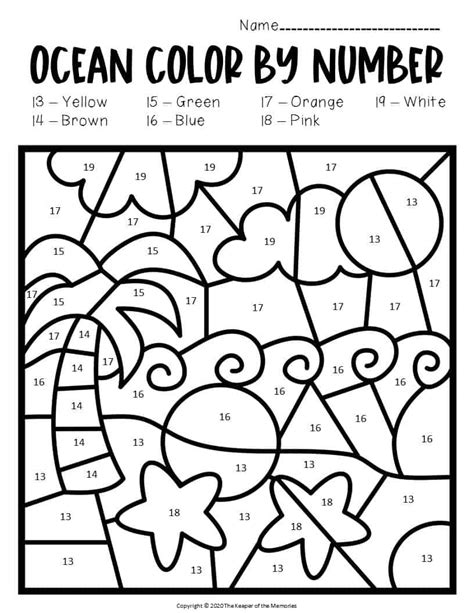 Free Printable Color By Number Ocean Preschool Worksheets