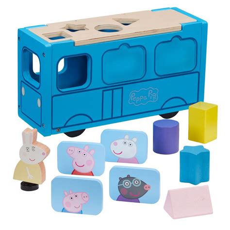 Set Figurina Cu Autobuz Scolar Din Lemn Peppa Pig Noriel