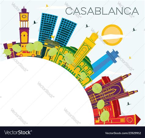 Casablanca morocco city skyline with color Vector Image