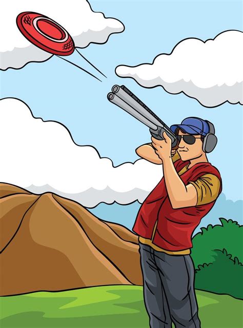 Skeet Shooting Colored Cartoon Illustration 23093775 Vector Art At Vecteezy