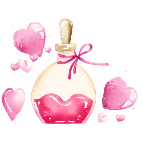 Valentines Love Potion Bottle Graphic Romantic Watercolor Pinks Cream