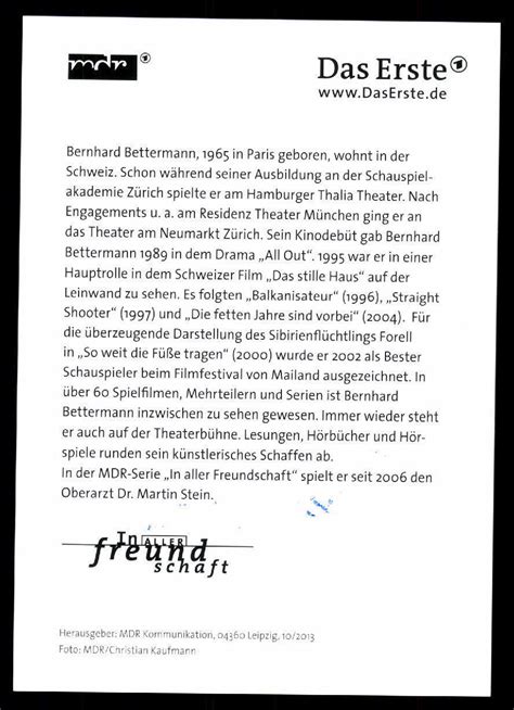 Bernhard Bettermann In Aller Freundschaft Autogrammkarte Original Bc 33910 Ebay