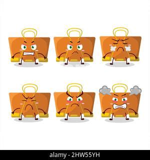 Cartoon Character Of Binder Clip With Various Pirates Emoticons Vector