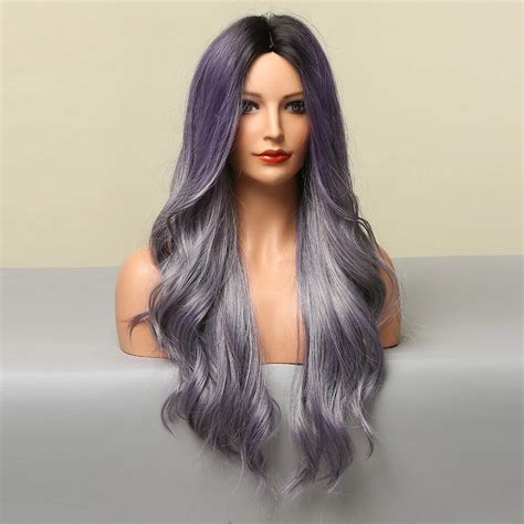 Faux Cheveux Extensions Lc Perruque Synth Tique Longue Ondul E