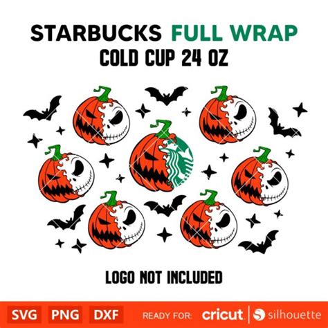 Jack Skellington Pumpkin Starbucks Full Wrap Svg Halloween Svg Spooky