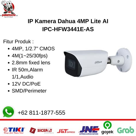 Jual Ip Kamera Dahua Mp Lite Ai Ipc Hfw E As Outdoor Shopee