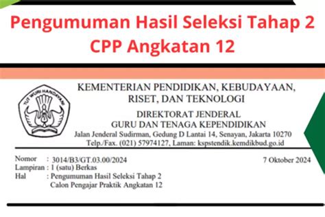 Pengumuman Hasil Seleksi Tahap 2 Calon Pengajar Praktik Angkatan 12