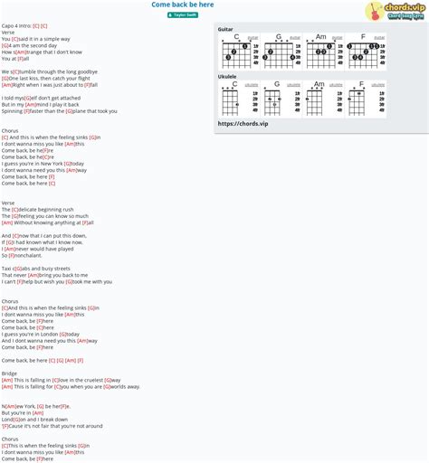 Chord: Come back be here - tab, song lyric, sheet, guitar, ukulele | chords.vip