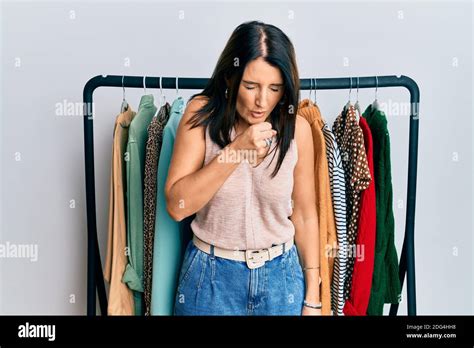 Middle Age Brunette Woman Working As Professional Personal Shopper