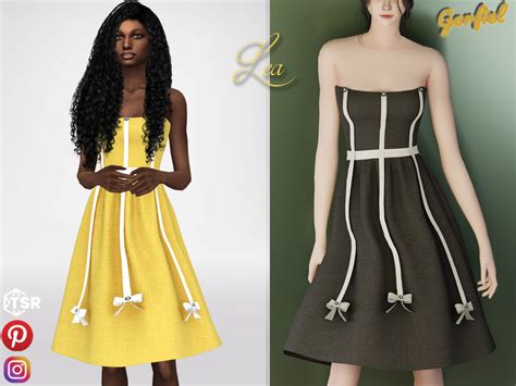 The Sims Resource Lea Dress With Stripes And Bows