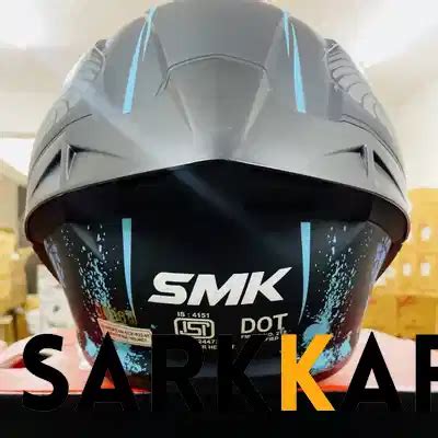 Smk Typhoon Reptile Ma Mat Black Blue Grey Full Face Helmet Made Of