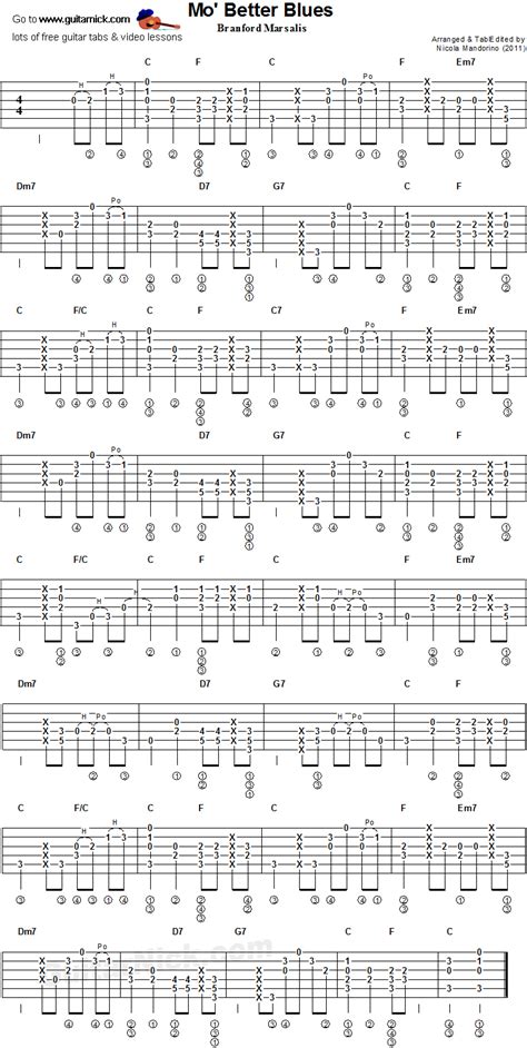 Mo Better Blues Fingerstyle Guitar Tab