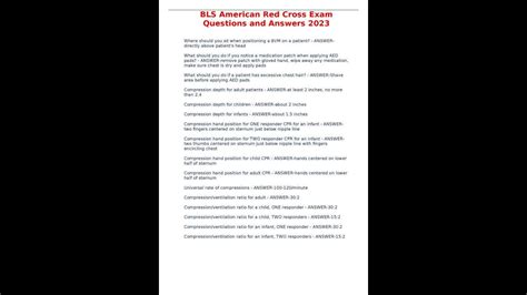 Bls American Red Cross Exam Questions And Answers 2023 Youtube