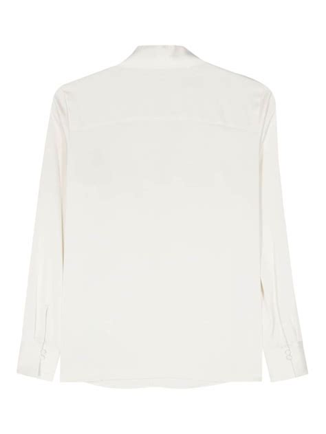 Calvin Klein Pussy Bow Collar Satin Blouse Neutrals FARFETCH