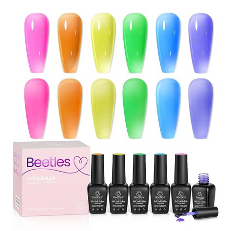 Beetles 6 Colors Jelly Gel Nail Polish Set Neon Nail Gel