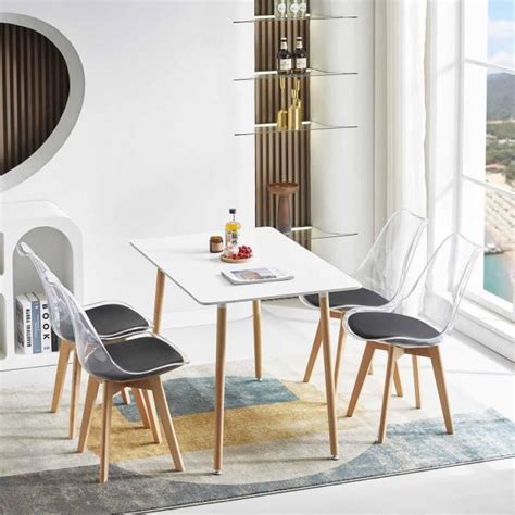 Lot De 2 Chaise Transparente Scandinave Pour Salle A Manger Avec Noir