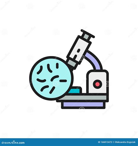 Bacteria Under The Microscope Probiotics Flat Color Line Icon Stock