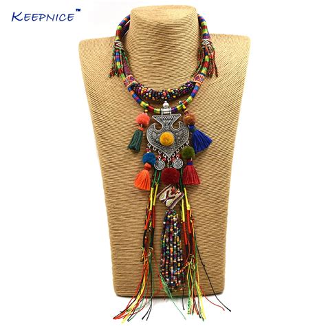 New Bohemian Boho Ethnic Beaded Tassel Choker Necklace Handmade