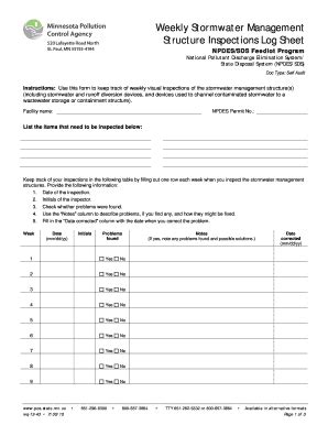 Fillable Online Pca State Mn Weekly Stormwater Mgmt Structure